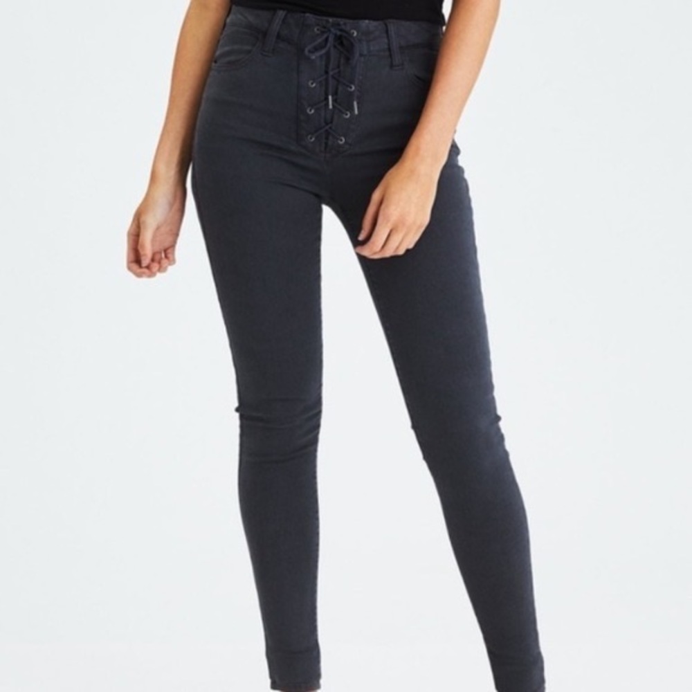 Lace Up Skinny Jeans Stretch